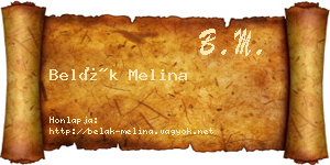 Belák Melina névjegykártya
